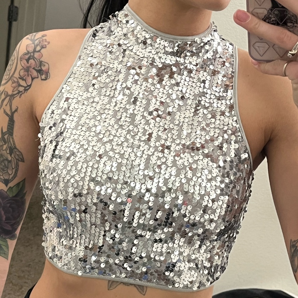 Balera Silver sequin crop top, SA